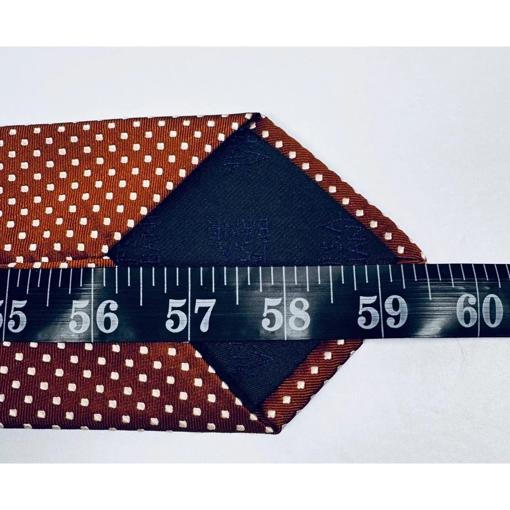 Jos A Bank Executive Collection Tie Brown White‎ Polka Dit Silk Necktie Classic
